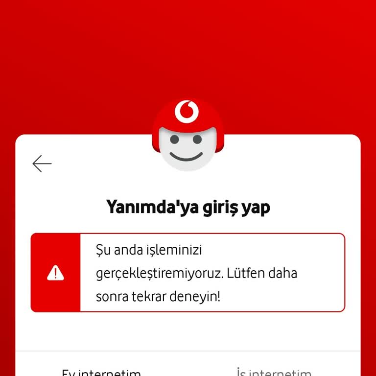 Vodafone Net Yanımda Uygulamasına Giriş Sorunu