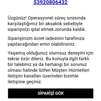 İptal Edilen Siparişle Hayal Kırıklığı