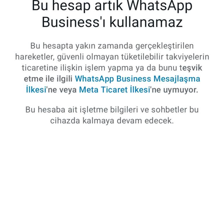 WhatsApp Business Hesabımın Kapatılması Nedeniyle Mağduriyet Yaşıyorum
