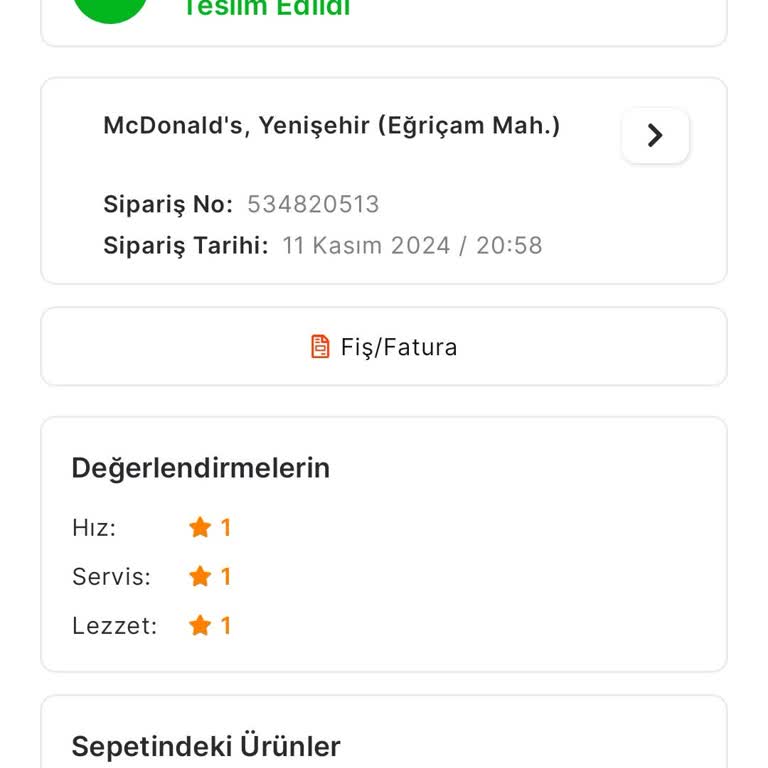 Yanlış Sipariş Ve Soğuk Teslimat Sorunu