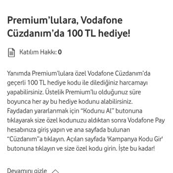 Vodafone Yanımda Premium Üyelikte Eksik Cüzdan Kodu Sorunu