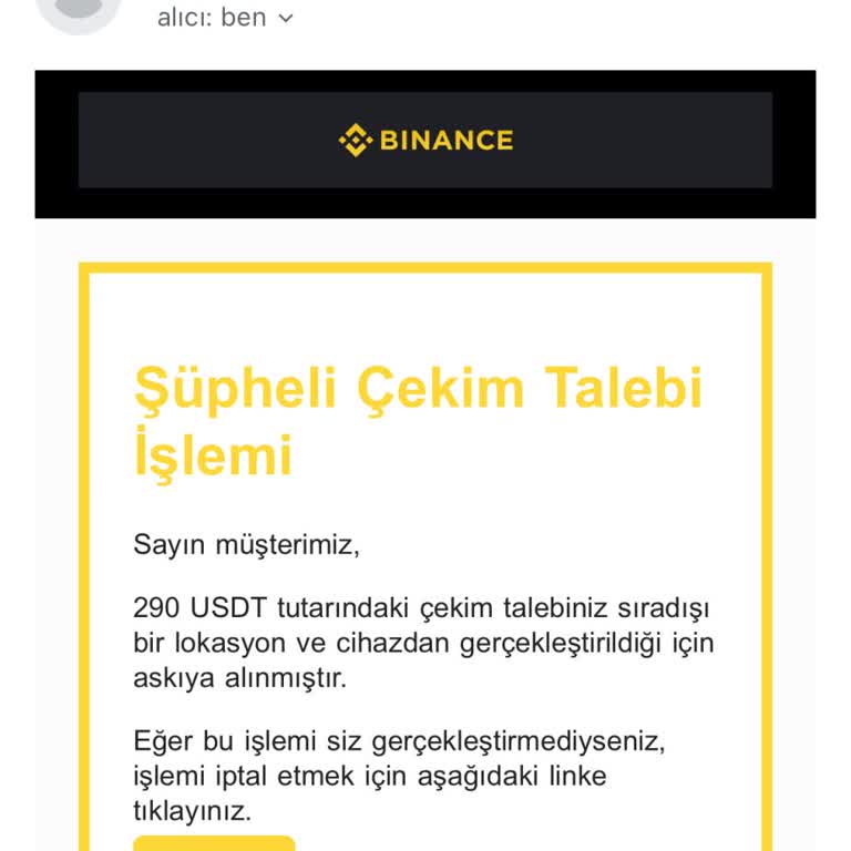 Bilinmeyen Kaynaktan Gelen Şüpheli Binance Maili