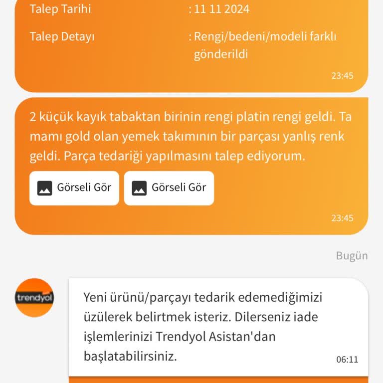 Yanlış Renk Gönderimi Ve Yetersiz Müşteri Hizmeti