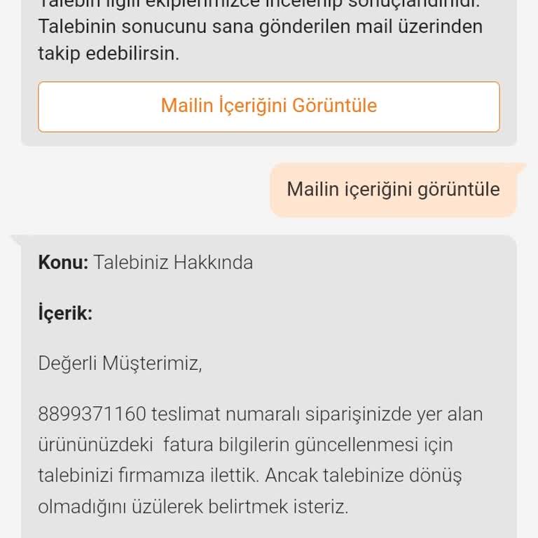 Trendyol'da Yanlış Fatura Bilgisi Mağduriyeti