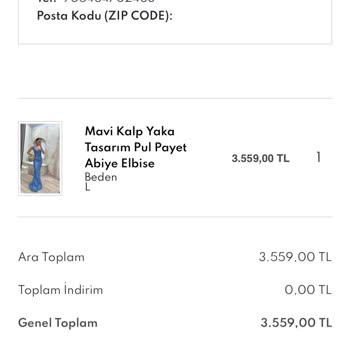 Kıyafet Sepeti blaues Kleid bestellt, keine Lieferung und Rückerstattung verzögert