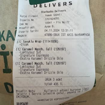 Starbucks Chicken Wrap falsch geliefert, keine Rückerstattung und nur Teilgutschrift