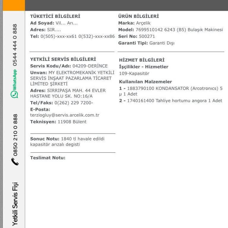 Arçelik Bulaşık Makinesi Servis Ücreti Şoku