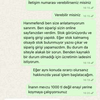 Stok Hatası Ve Ücret İadesi Sorunu