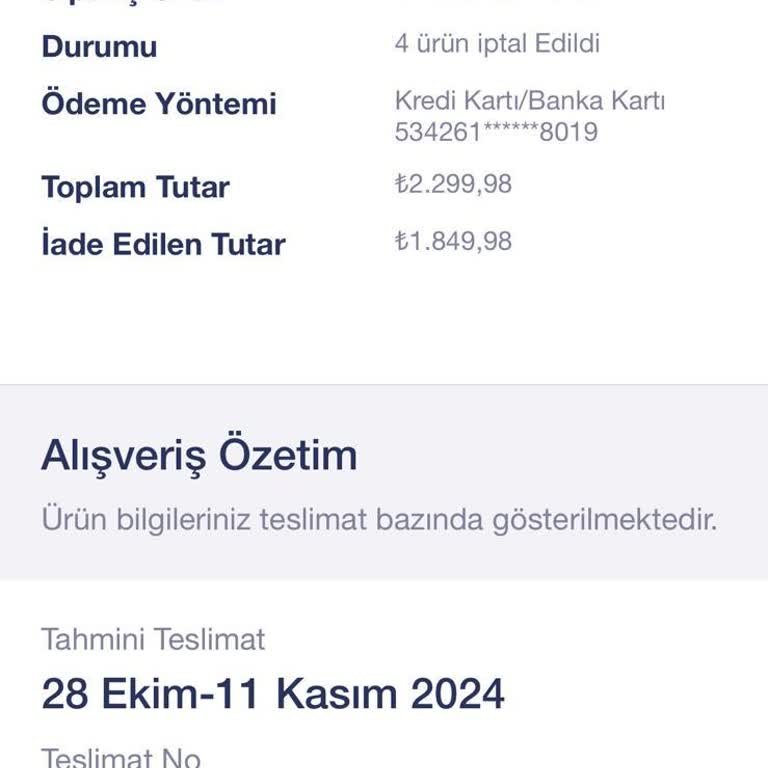 Penti Alışverişinde İptal Edilen Ürünler Ve Eksik İade Sorunu