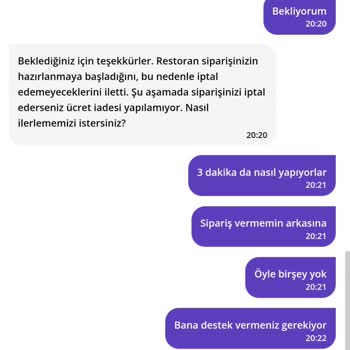 Yanlış Siparişin İptali İçin Geç Kalan Destek