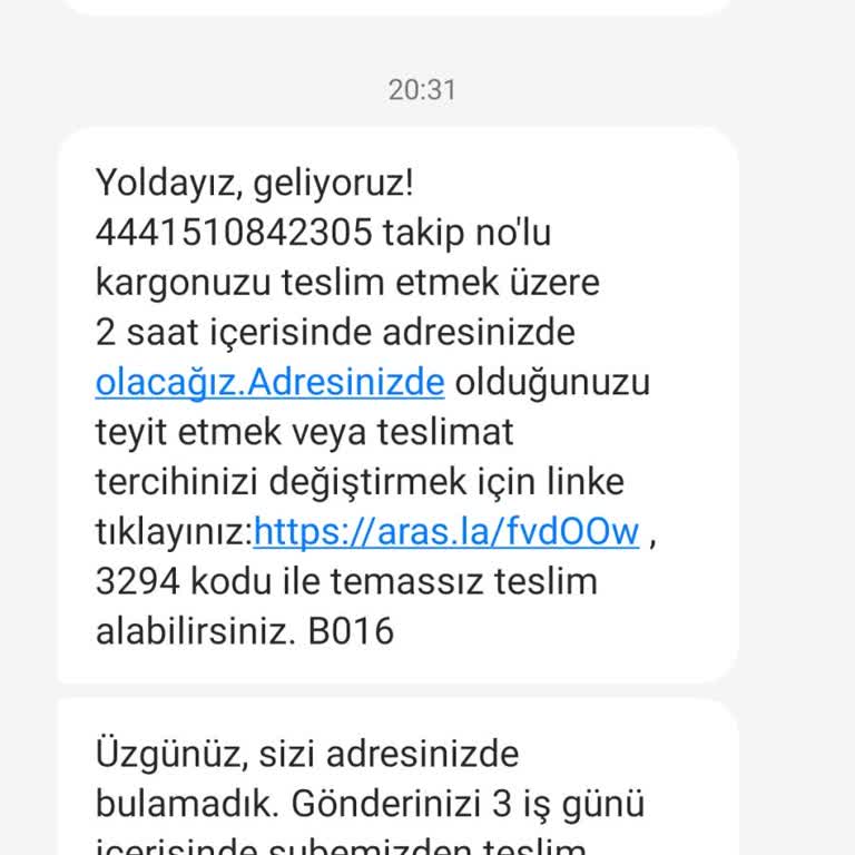 Aras Kargo'nun Teslimat Sorunu