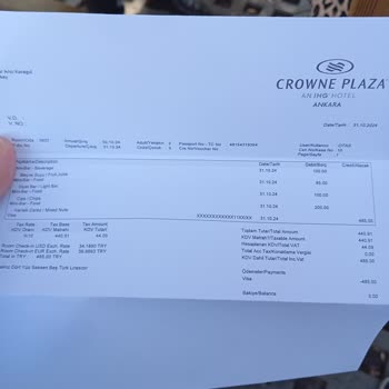 Crowne Plaza Ankara'da Hayal Kırıklığı