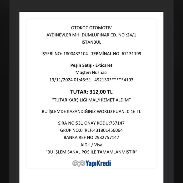 Otokoç Gece Yarısı Şüpheli İşlem Alarmı: Yapı Kredi Kartımda Yetkisiz Harcama!