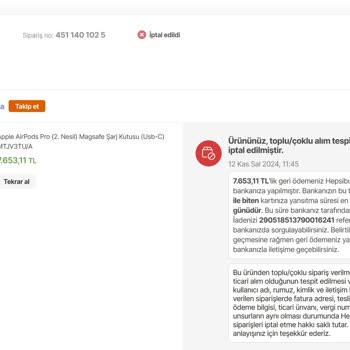 Hepsiburada'da Tek Ürün Siparişi İptali Ve Müşteri Mağduriyeti!