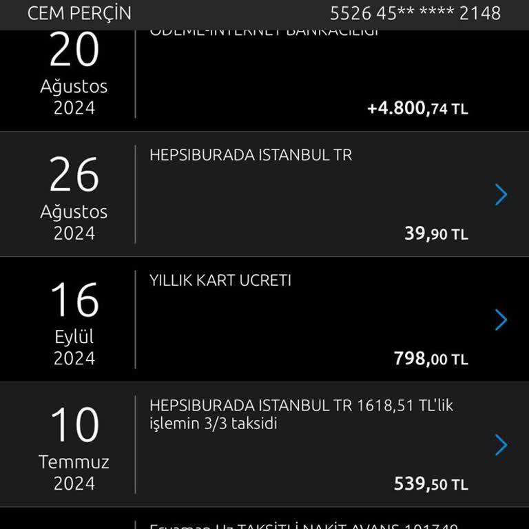 Yıllık Kart Ücreti İptali Talebi