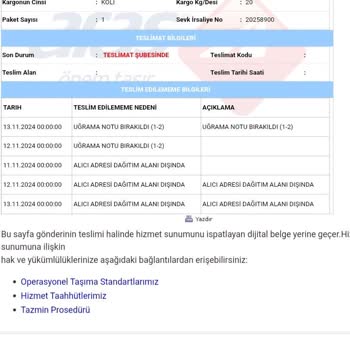 Aras Kargo Teslimat Sorunu Ve Müşteri Mağduriyeti