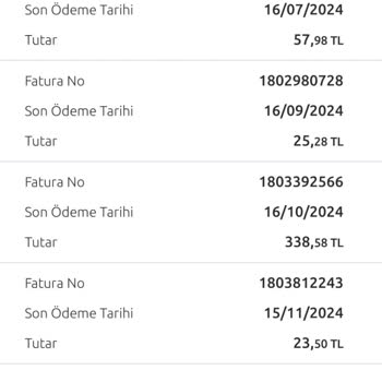 Dondurulan Aboneliğe Gelen Faturalar