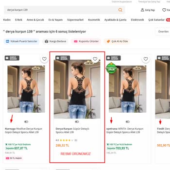 Derya K***** Markasının Trendyol'da İzinsiz Kullanımı