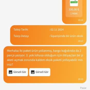 Eksik Gönderilen Ürün Ve Çözüm Sürecindeki Sorunlar