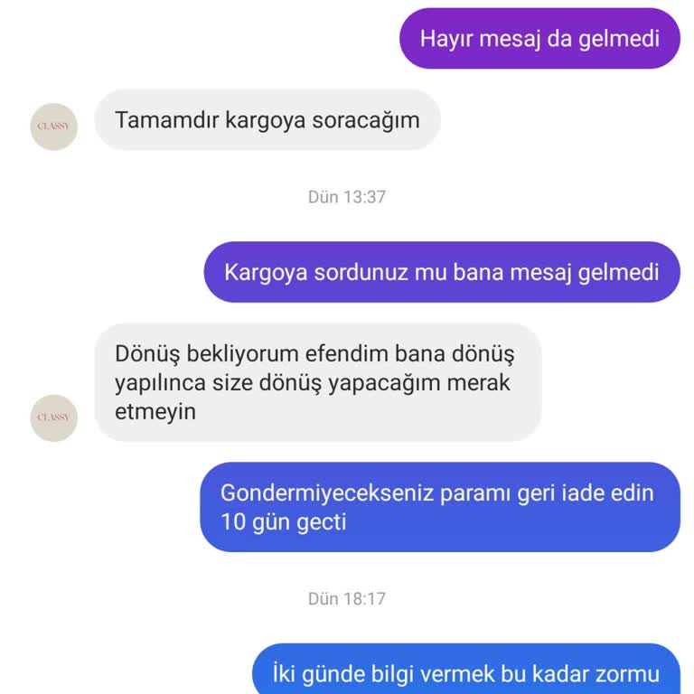 Geciken Sipariş Ve Yetersiz Müşteri Hizmeti
