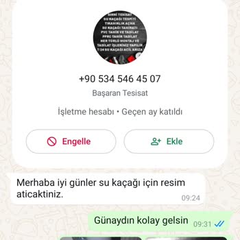 Başaran Tesisat'ın Yetersiz Hizmeti Ve İletişim Sorunu
