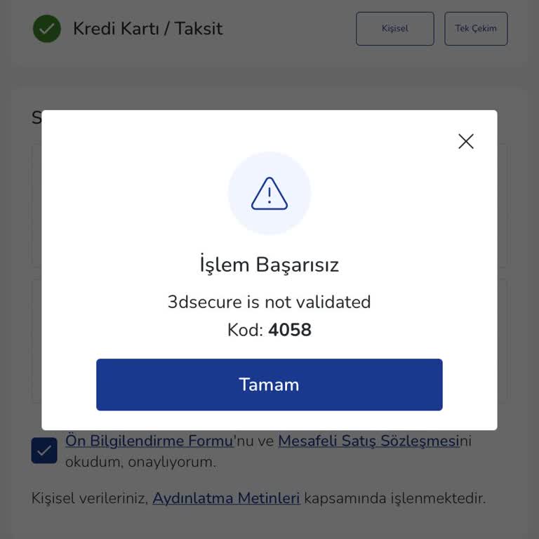 LCW Alışveriş İşlemi Başarısız: 4058 Hatası