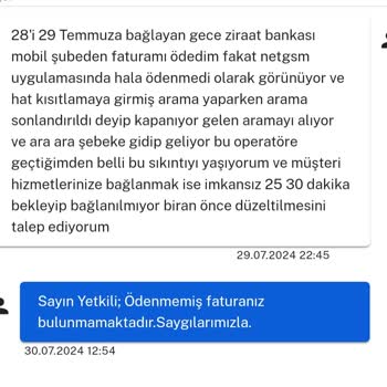 Ödenmiş Faturaya Rağmen Hattın Haksız Kısıtlanması