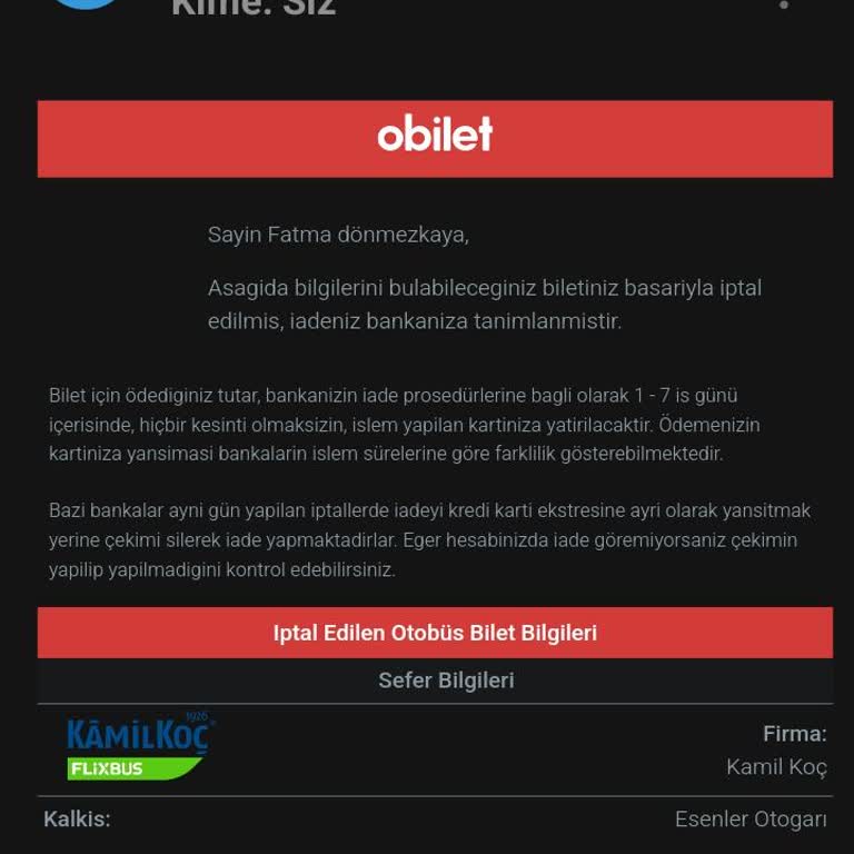 Bilet İptali Ve Geri Ödeme Sorunu