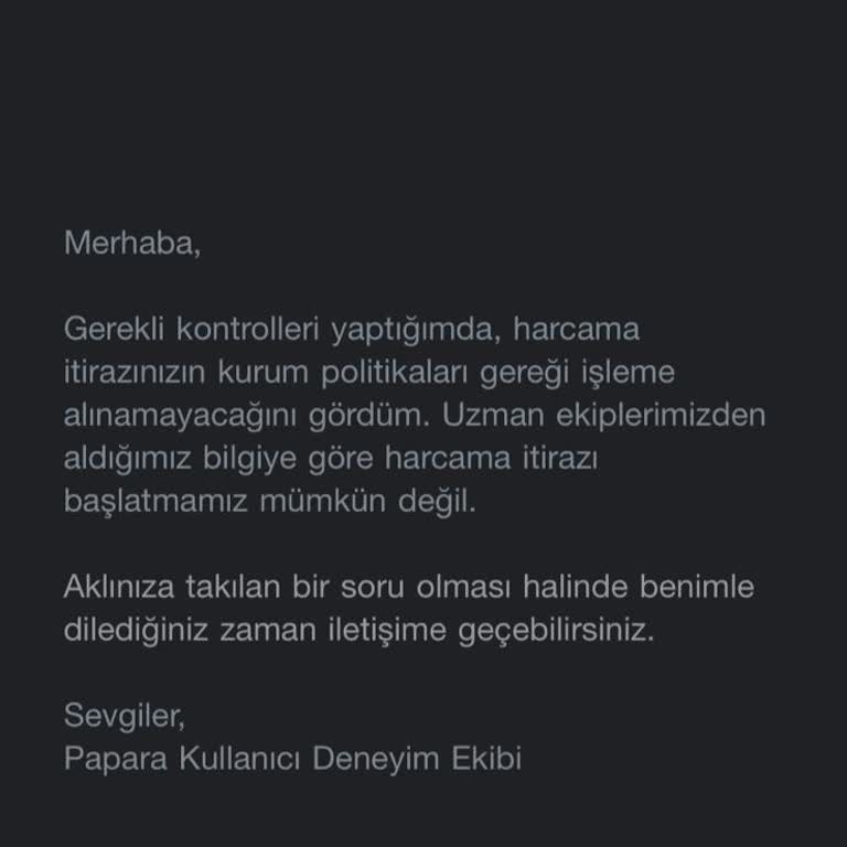 Papara Mastercard İade Sorunu Ve Harcama İtirazı