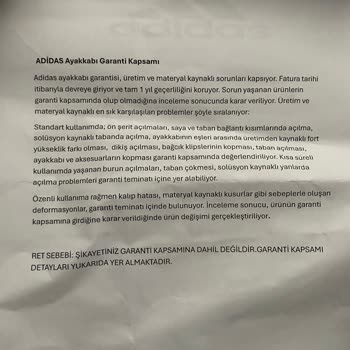 Adidas Ayakkabının Soyulan Marka Yazıları Ve Garanti Sorunu