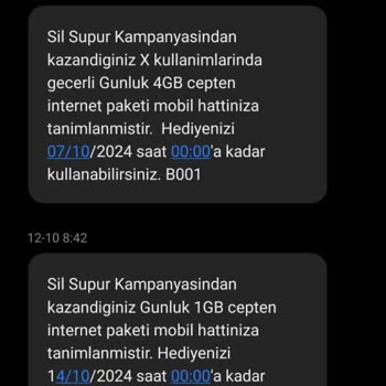 Türk Telekom Sil Süpür Hediye GB Eksikliği