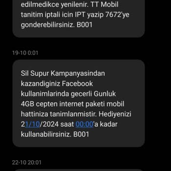 Türk Telekom Sil Süpür Hediye GB Eksikliği