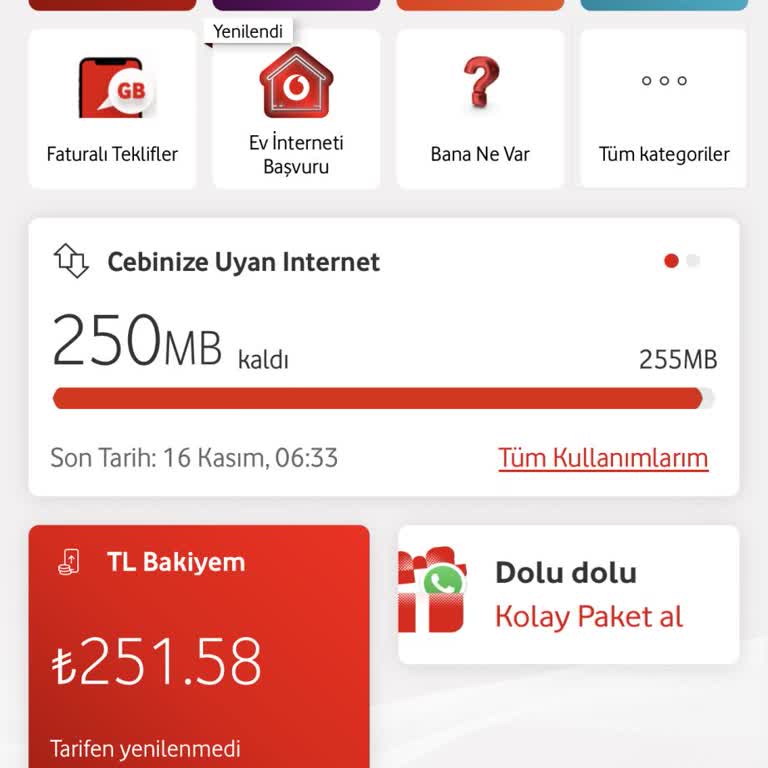 Vodafone Yanımda Uygulaması: Paket Yenileme Kabusu