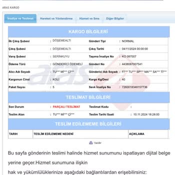 Teslim Edilmeyen Ürün Ve Aras Kargo'nun Oyalamaları