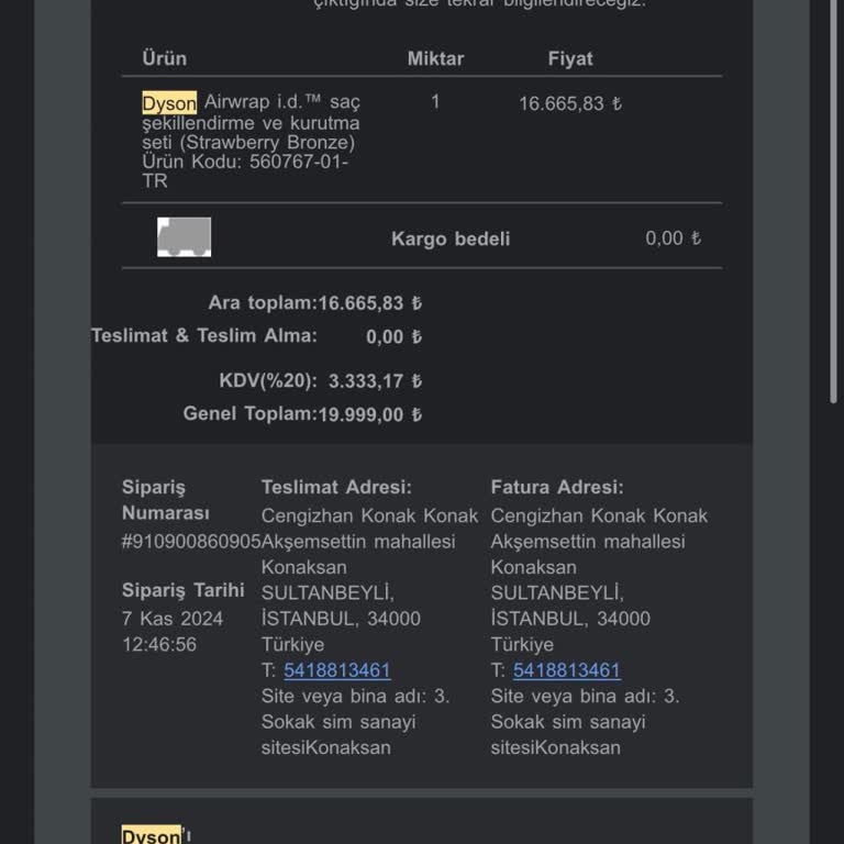 Dyson Siparişim Kayıp, Çözüm Yok