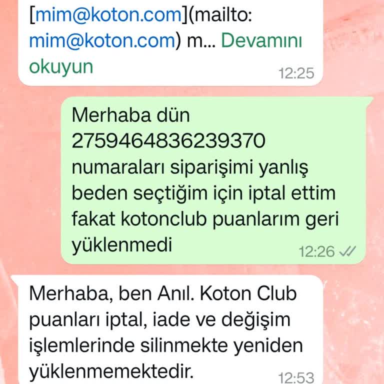 Koton'da İptal Edilen Siparişlerde Puan İadesi Sorunu