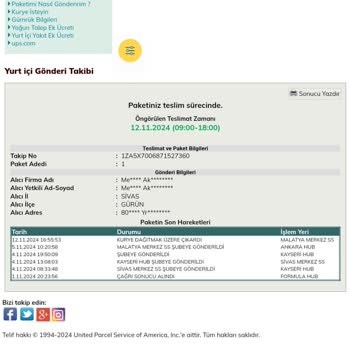 UPS Kargo Teslimatında Yaşanan Sorunlar Ve Gecikmeler