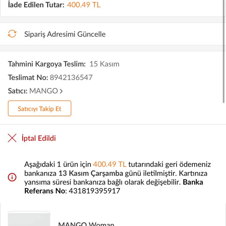 Trendyol'da Mango Ürün İptali Ve Stok Sorunu