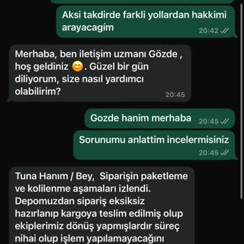 Eksik Ürünlerle Gelen Sipariş Sorunu