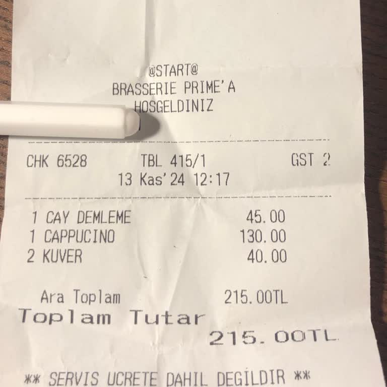 Brasserie Prime'da Sürpriz Ekstra Ücretler Ve İlgisiz Personel