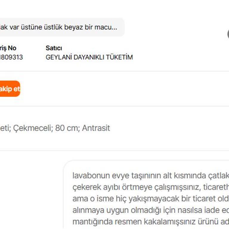 Çatlak Lavabo Ve Ayıplı Ürün Gönderimi