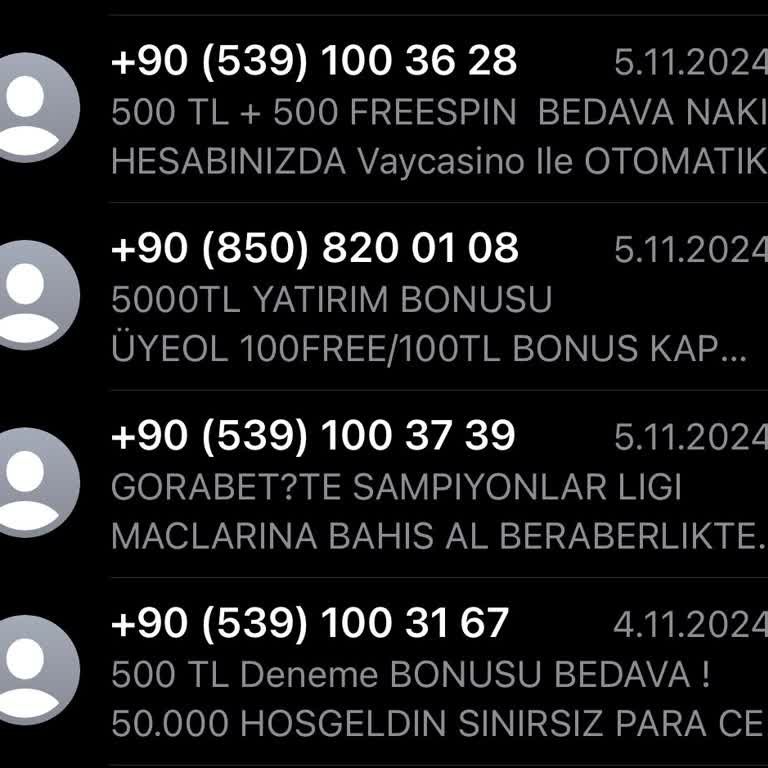 Turkcell'den Gelen İstenmeyen Mesajlar