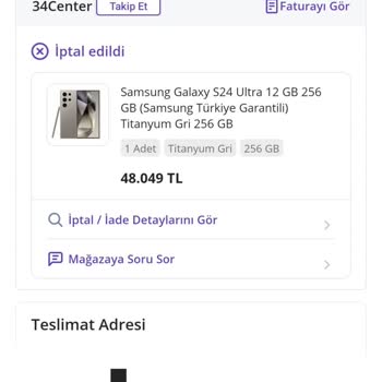 Sipariş İptali İle Mağduriyet Yaşadım