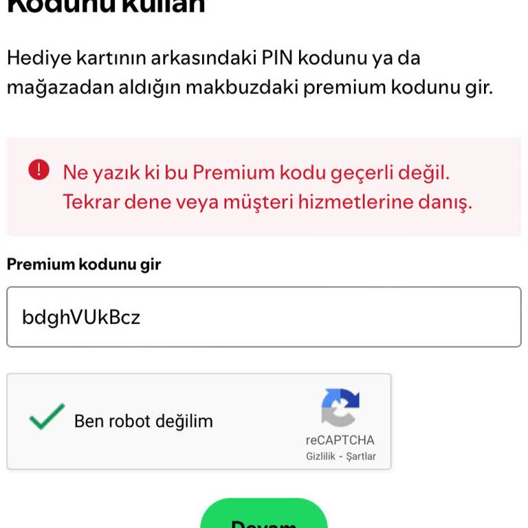 Yemek Sepeti Kod Hatası