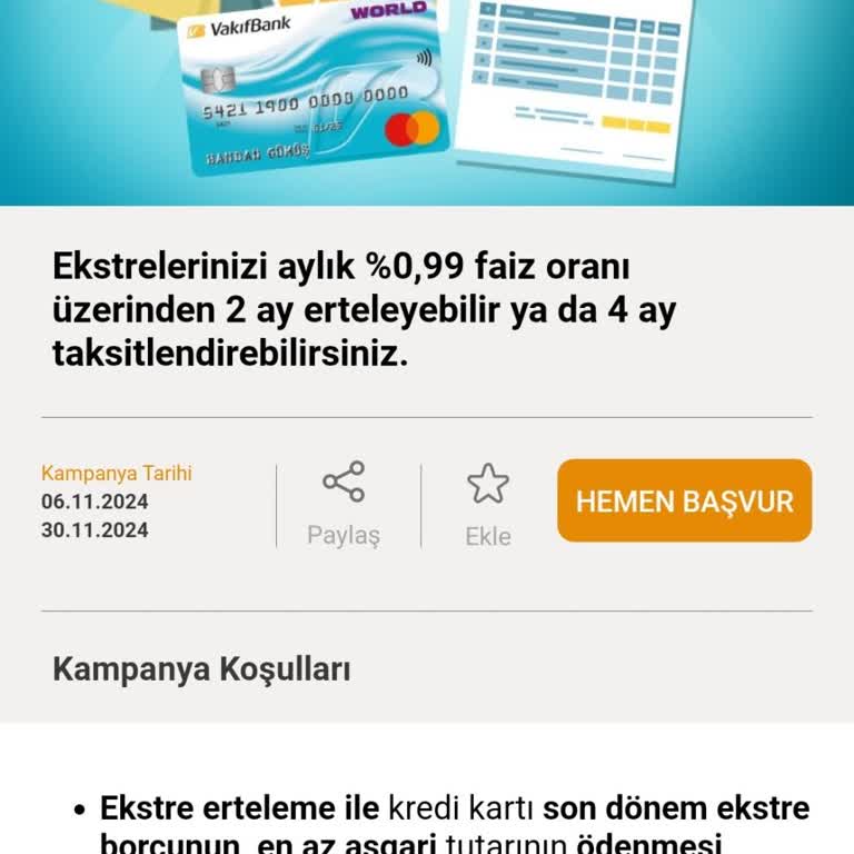 VakıfBank Kredi Kartı Taksitlendirme Kampanyasında Yanıltıcı Bilgi