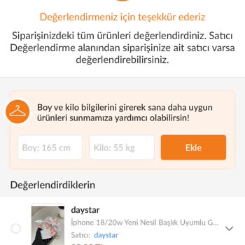 Trendyol Uygulamasında Değerlendirme Sorunu