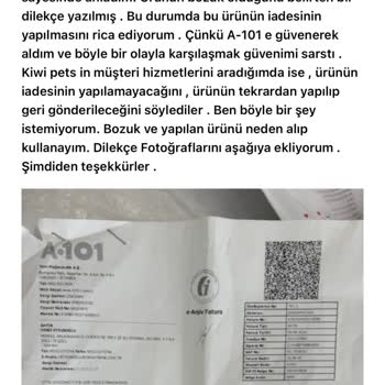 A-101 Ve Kiwi Pets'ten İade Mağduriyeti: Bozuk Ürün Ve İlgisizlik!
