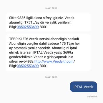 Veedz Uygulaması Üyelik Ücreti Haksız Kesildi