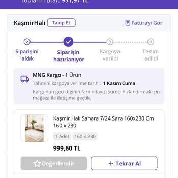 Kaşmir Halı N11'de İndirimli Halı Siparişim Gönderilmiyor