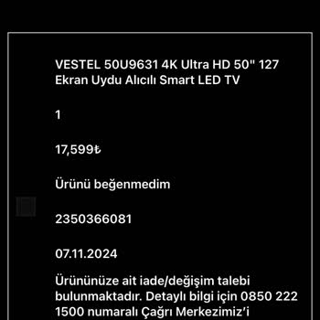 Vestel Televizyonun İadesinde Gecikme Sorunu